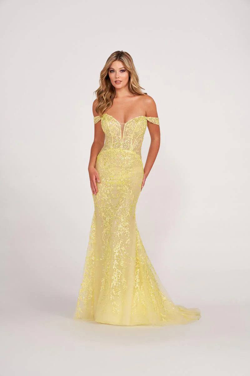 Ellie Wilde Long Off the Shoulder Prom Dress EW34007 - Image 7