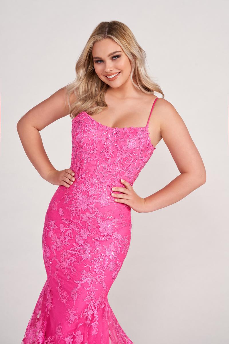 Ellie Wilde Long Lace Fitted Prom Dress EW34009 - Image 5