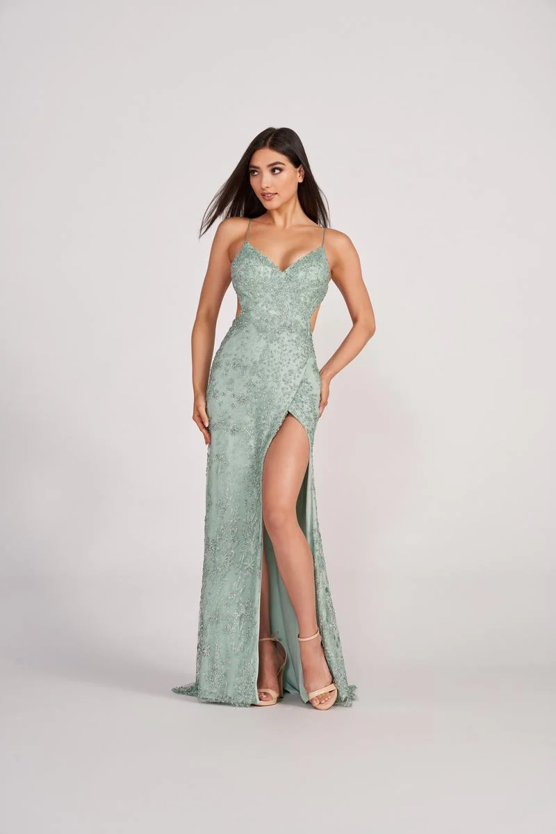 Ellie Wilde Long Lace-up Back Prom Dress EW34046 - Image 2