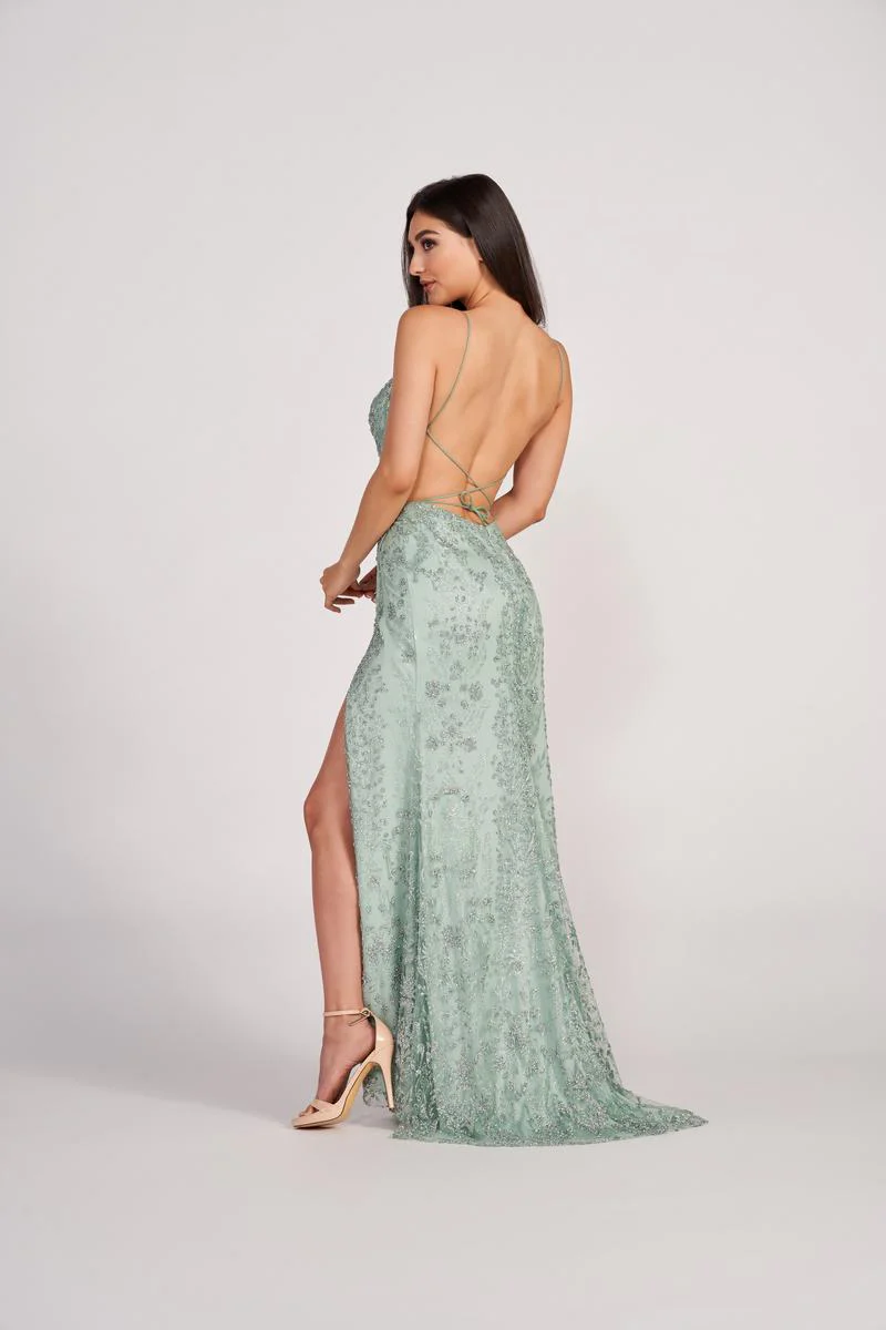 Ellie Wilde Long Lace-up Back Prom Dress EW34046 - Image 3