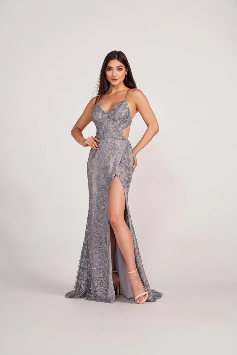 Ellie Wilde Long Lace-up Back Prom Dress EW34046 - Image 4
