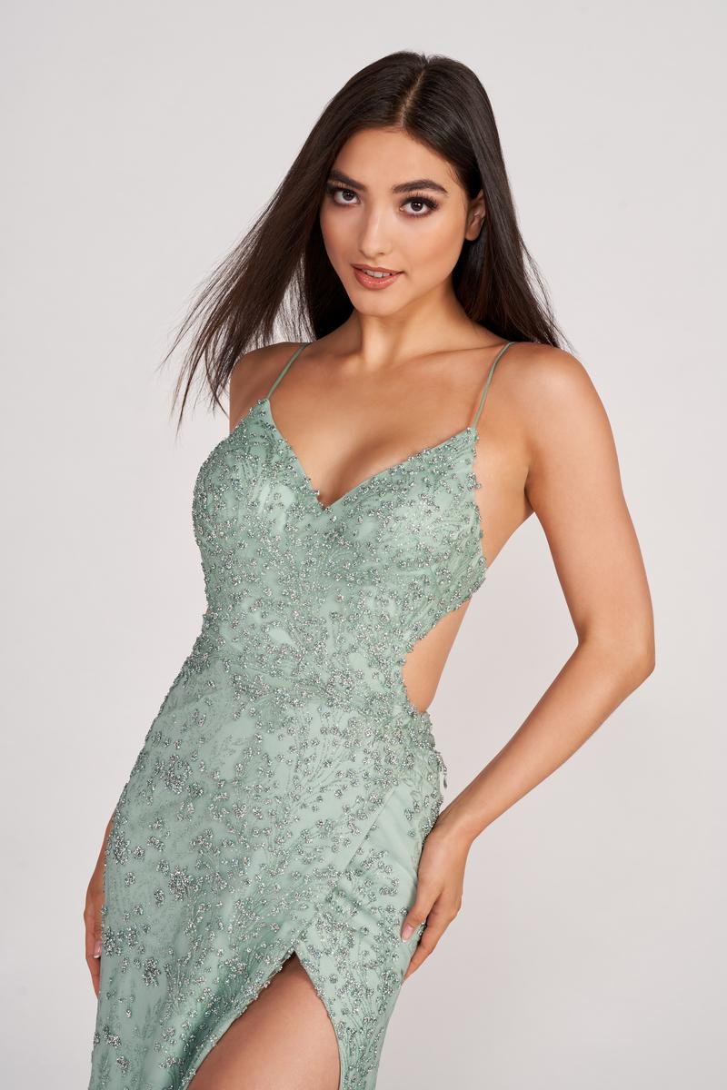 Ellie Wilde Long Lace-up Back Prom Dress EW34046 - Image 9