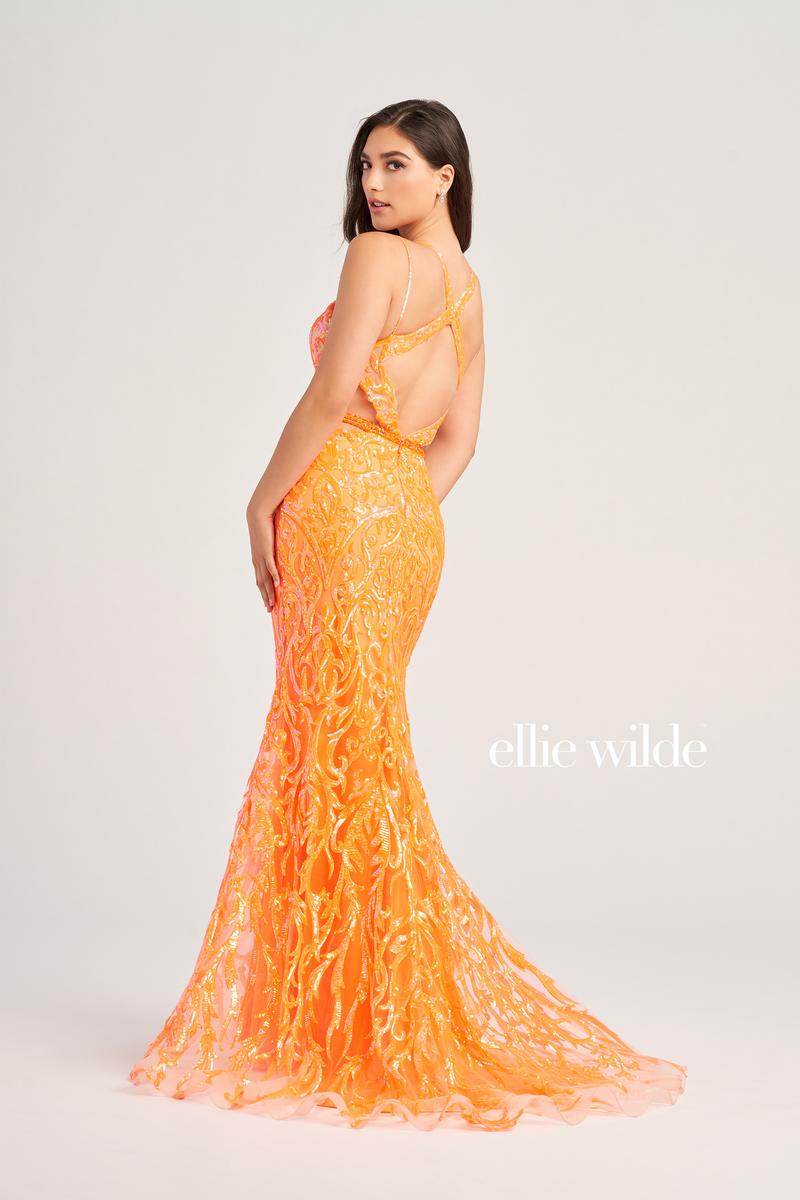 Ellie Wilde Long Lace-up Back Prom Dress EW35007 - Image 3