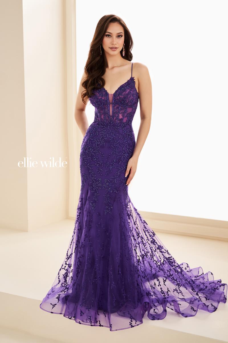 Ellie Wilde Mermaid Corset Lace Prom Dress EW35010 - Image 11