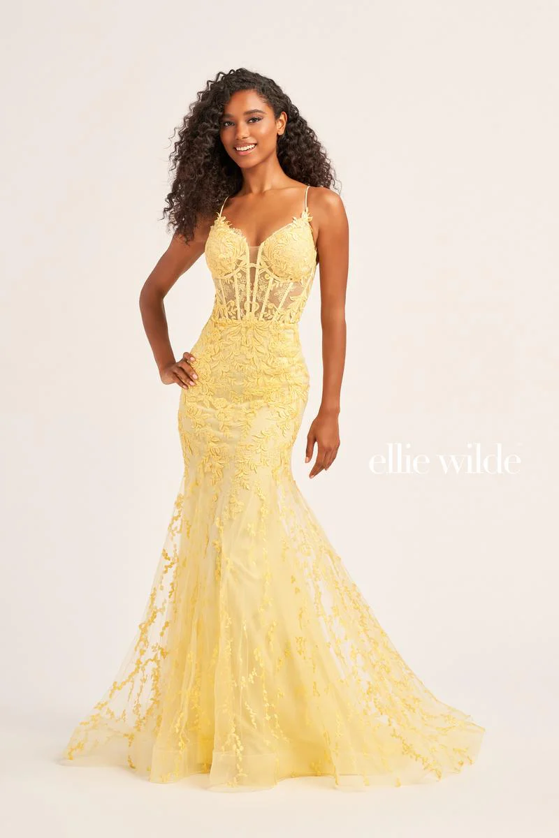 Ellie Wilde Mermaid Corset Lace Prom Dress EW35010 - Image 8