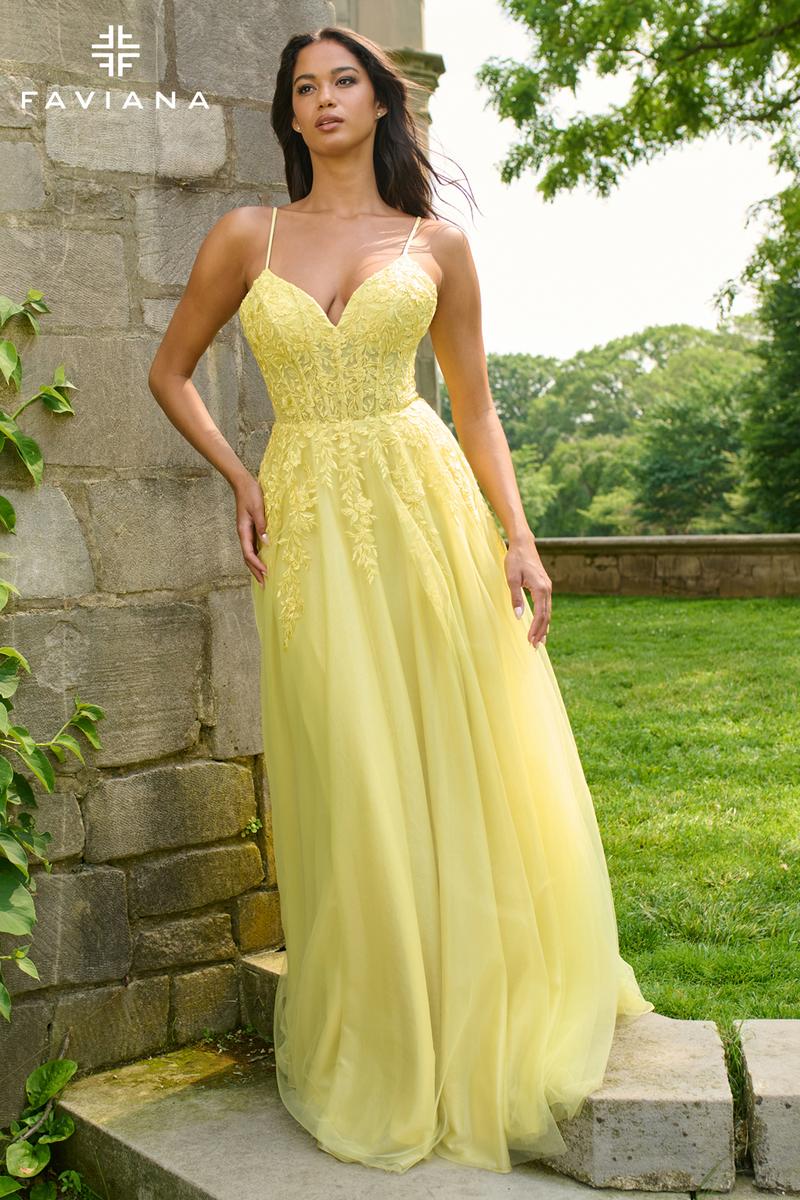 Faviana A-Line Corset Lace Prom Dress 11438 - Image 3
