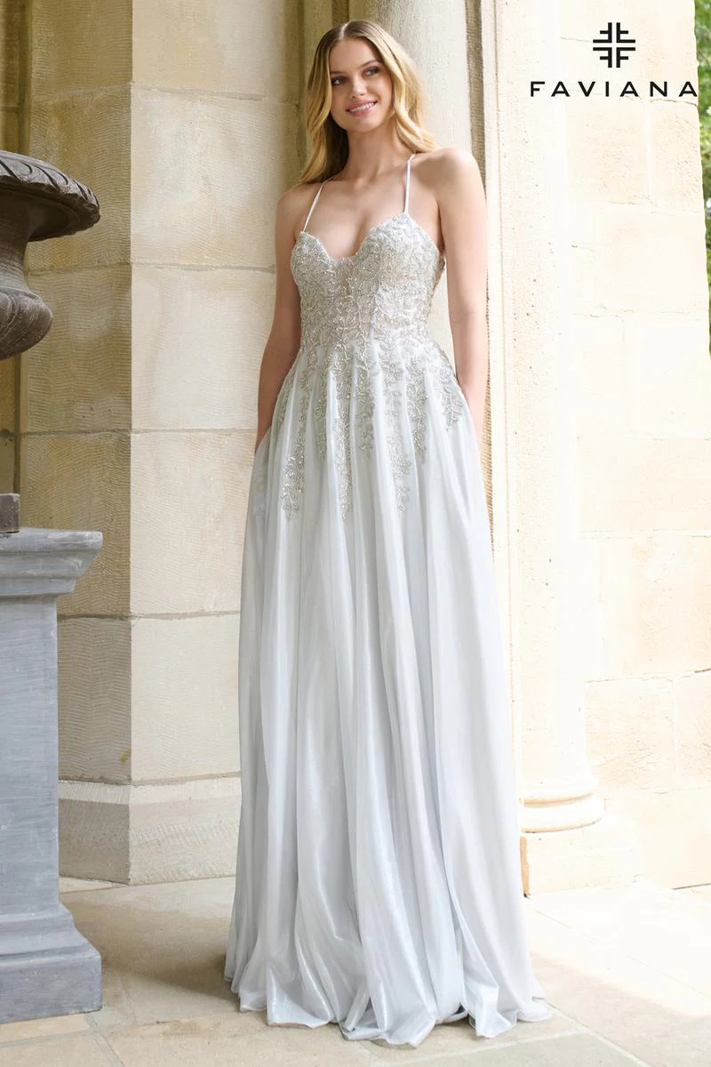Faviana A-Line Plunging Prom Dress 11449 - Image 4