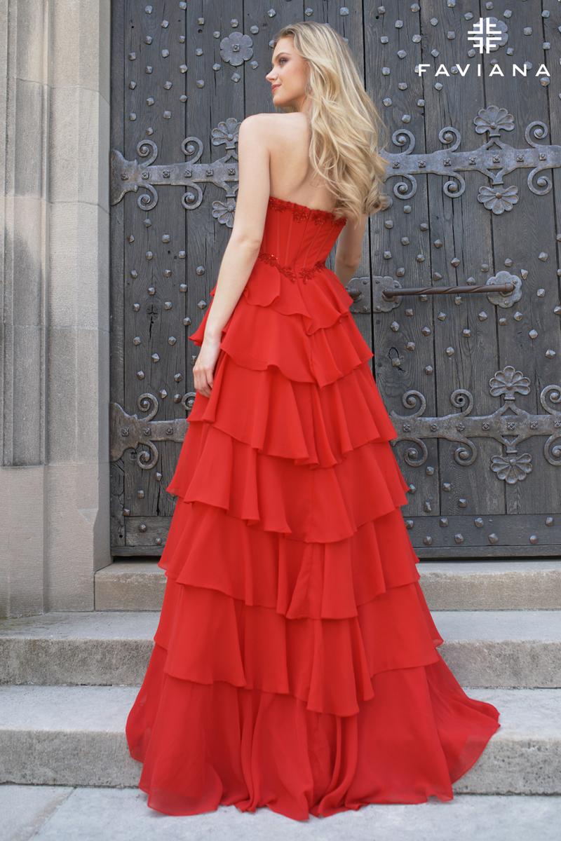 Faviana Basque Waist Ruffle Prom Dress 11460 - Image 2