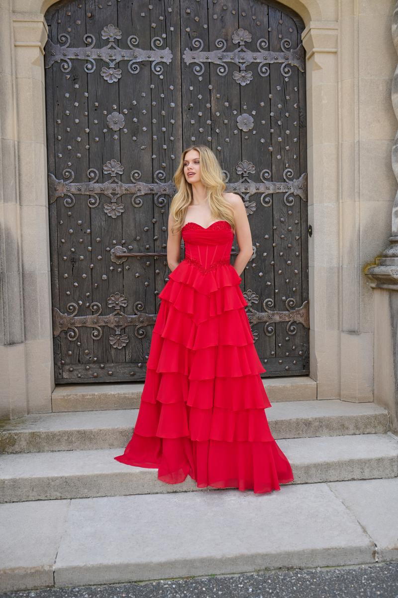 Faviana Basque Waist Ruffle Prom Dress 11460 - Image 3