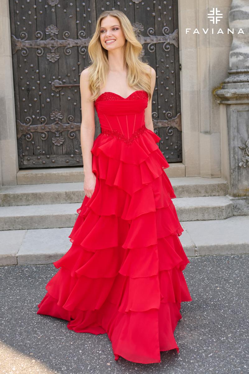 Faviana Basque Waist Ruffle Prom Dress 11460 - Image 4