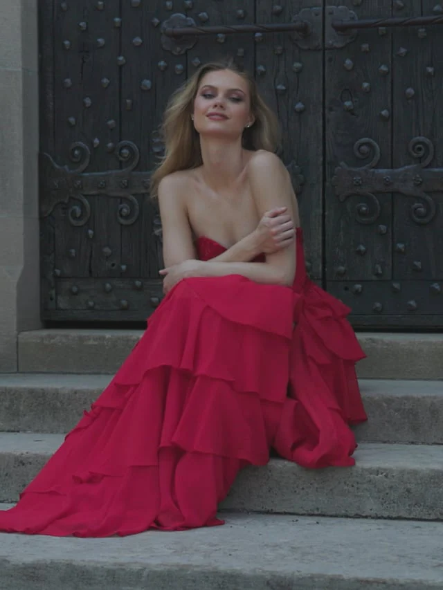 Faviana Basque Waist Ruffle Prom Dress 11460 - Image 8