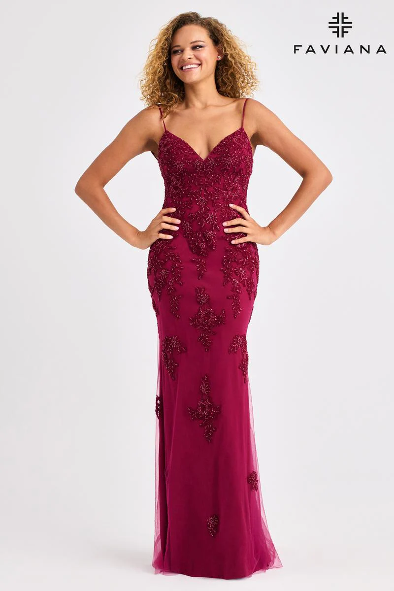 Faviana Beaded Lace Prom Dress 11428
