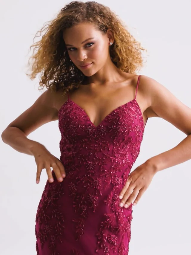 Faviana Beaded Lace Prom Dress 11428 - Image 5
