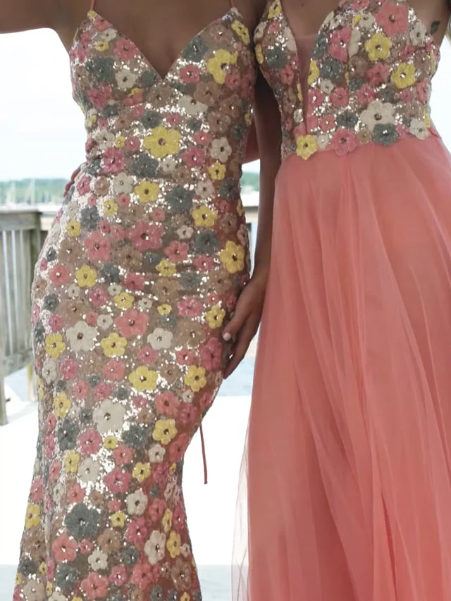 Faviana Floral Long Prom Dress 11000 - Image 2