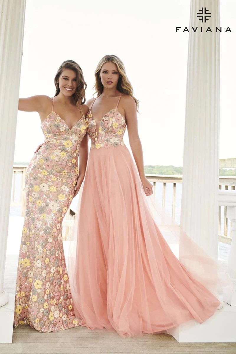 Faviana Floral Long Prom Dress 11000 - Image 20