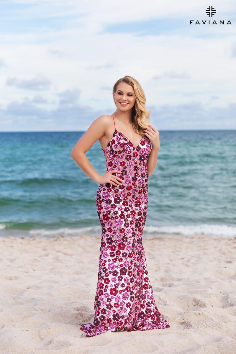 Faviana Floral Long Prom Dress 11000 - Image 26
