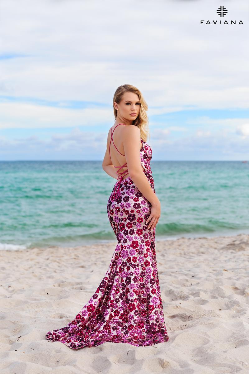 Faviana Floral Long Prom Dress 11000 - Image 28