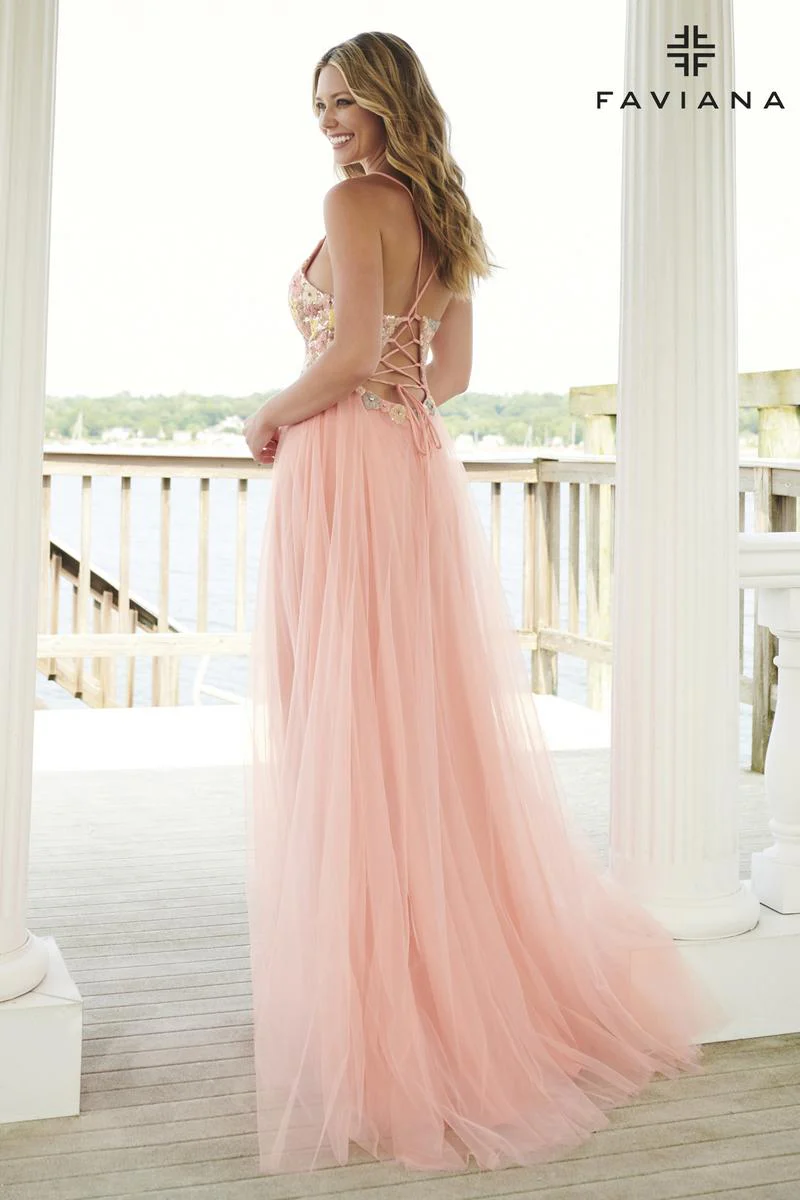 Faviana Floral Bodice A-Line Prom Dress 11001 - Image 4