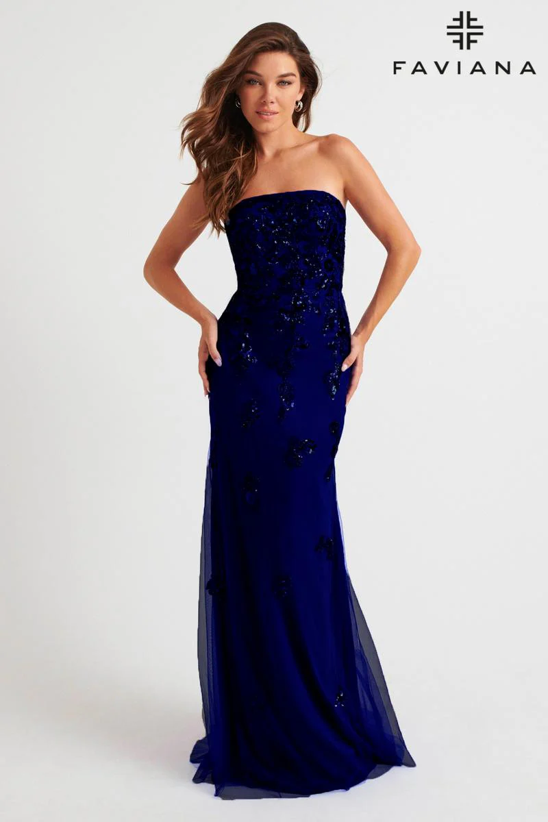 Faviana Strapless Lace Prom Dress 11004 - Image 3