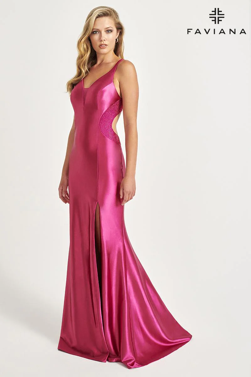 Faviana Satin Open Back Prom Dress 11008 - Image 5