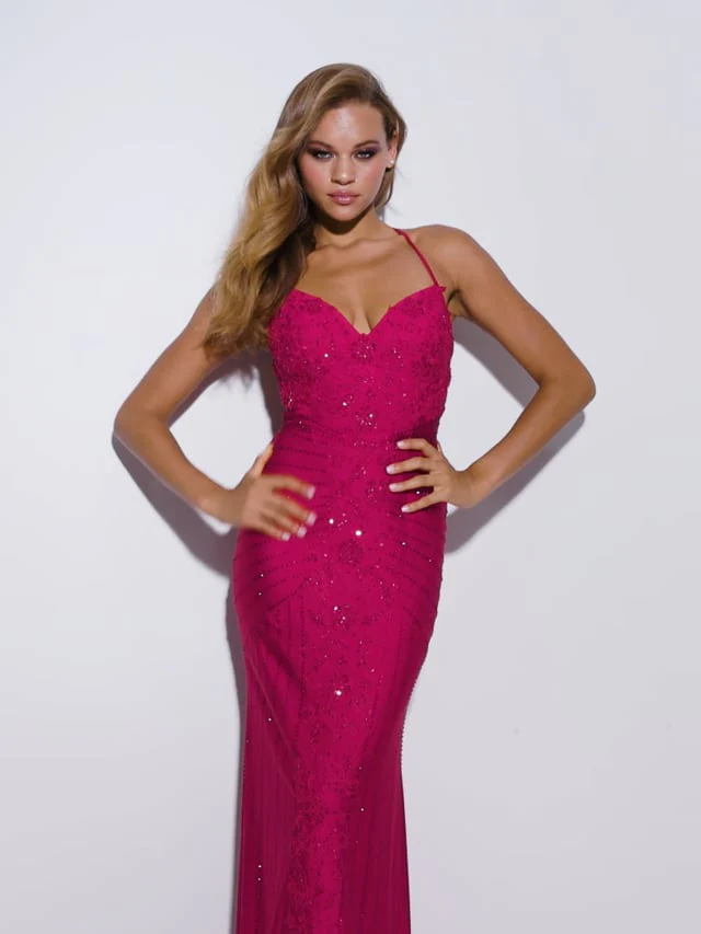 Faviana Beaded Lace-up Back Prom Dress 11021 - Image 2
