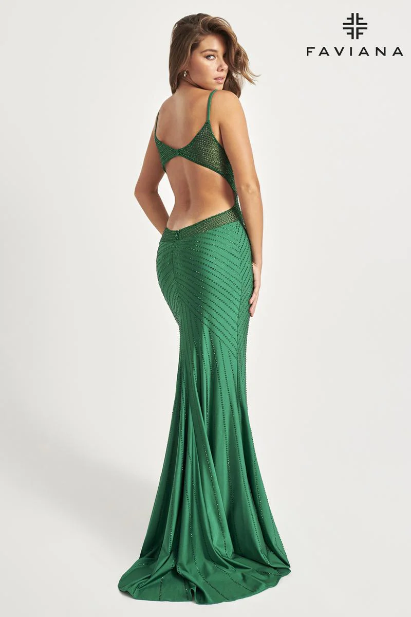 Faviana Heat Stone Open Back Prom Dress 11022 - Image 4