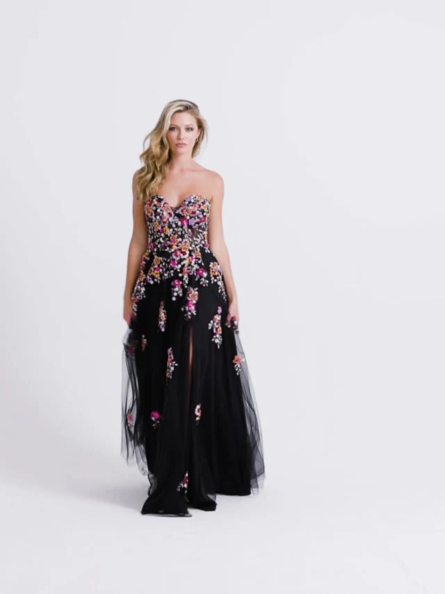 Faviana Floral A-Line Strapless Prom Dress 11028 - Image 6