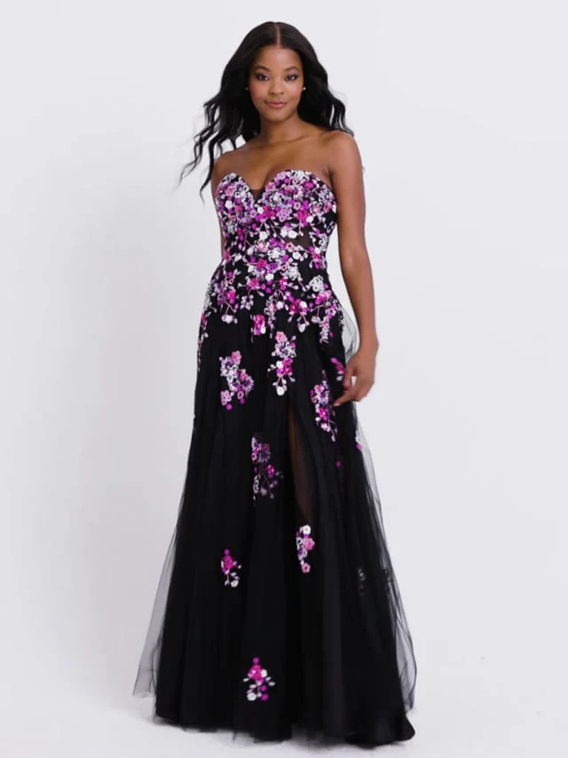 Faviana Floral A-Line Strapless Prom Dress 11028 - Image 7