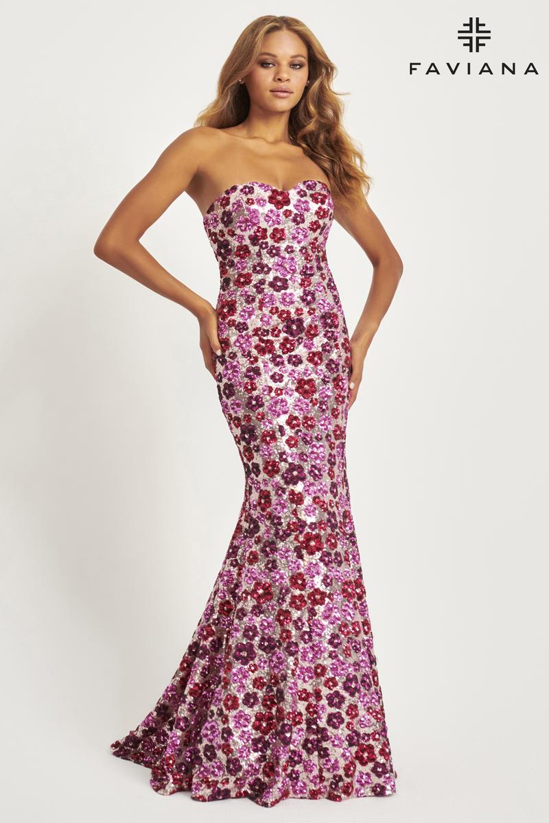 Faviana Floral Sweetheart Prom Dress 11036