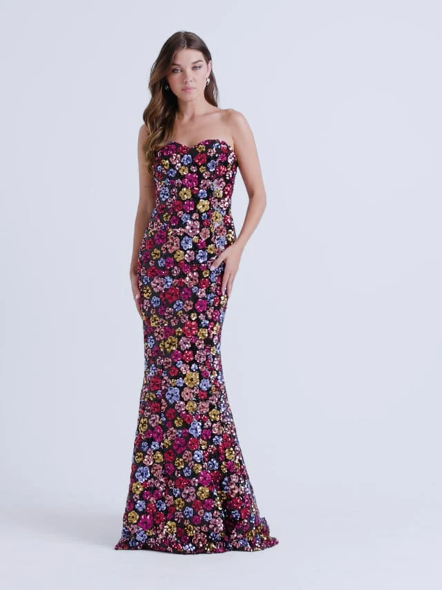 Faviana Floral Sweetheart Prom Dress 11036 - Image 7