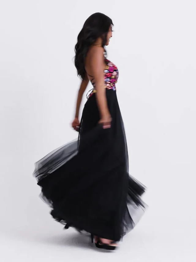 Faviana Floral A-Line Long Prom Dress 11039 - Image 5