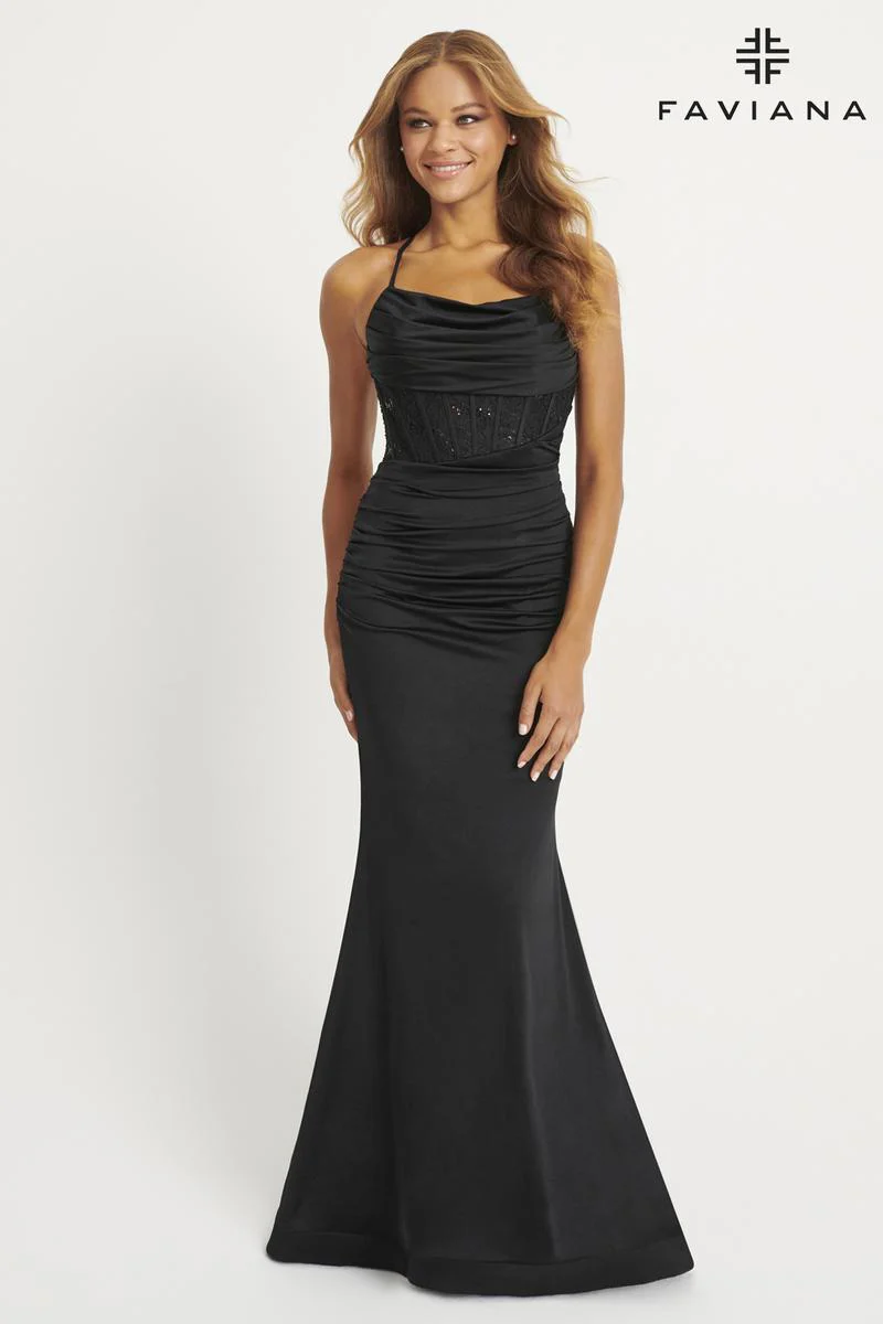 Faviana Ruched Corset Prom Dress 11043 - Image 2