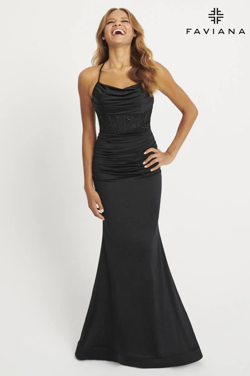 Faviana Ruched Corset Prom Dress 11043 - Image 4
