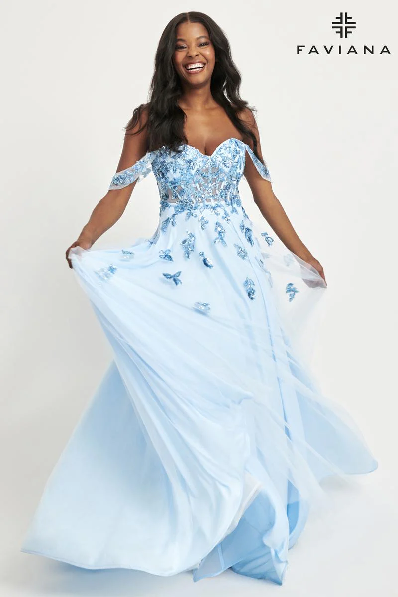 Faviana Off Shoulder A-Line Prom Dress 11059