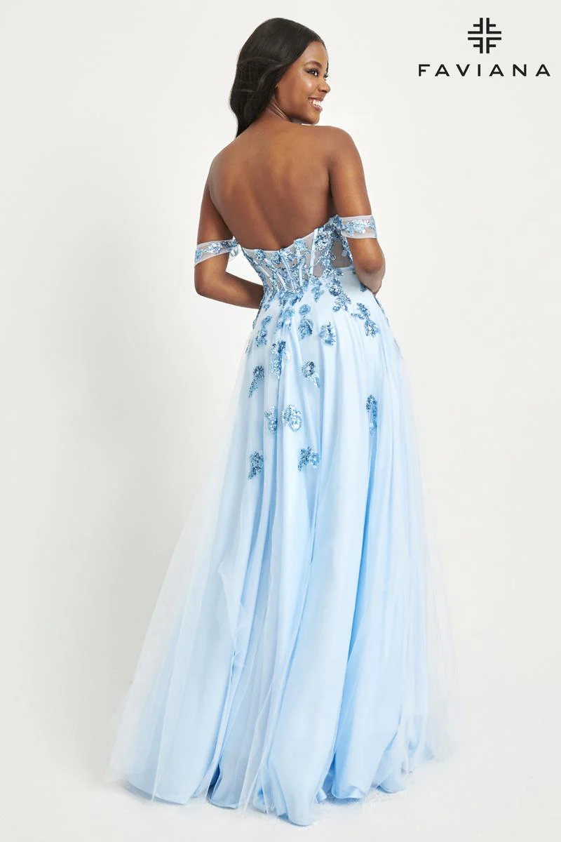 Faviana Off Shoulder A-Line Prom Dress 11059 - Image 2
