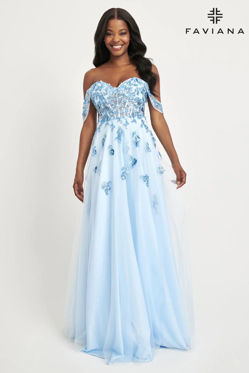 Faviana Off Shoulder A-Line Prom Dress 11059 - Image 3