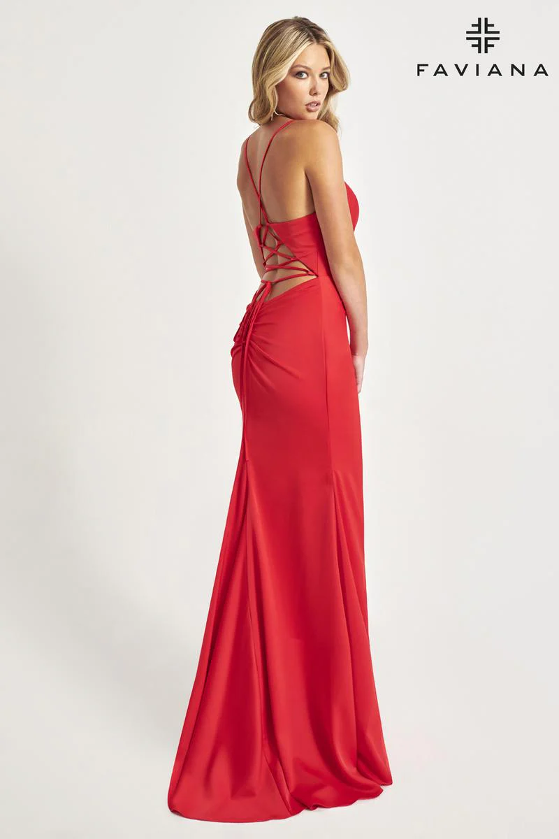 Faviana Long Satin Prom Dress 11068 - Image 2