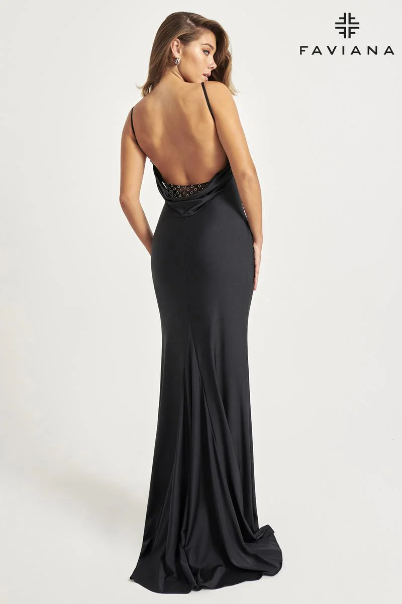 Faviana Low Back Ruched Prom Dress 11072 - Image 5