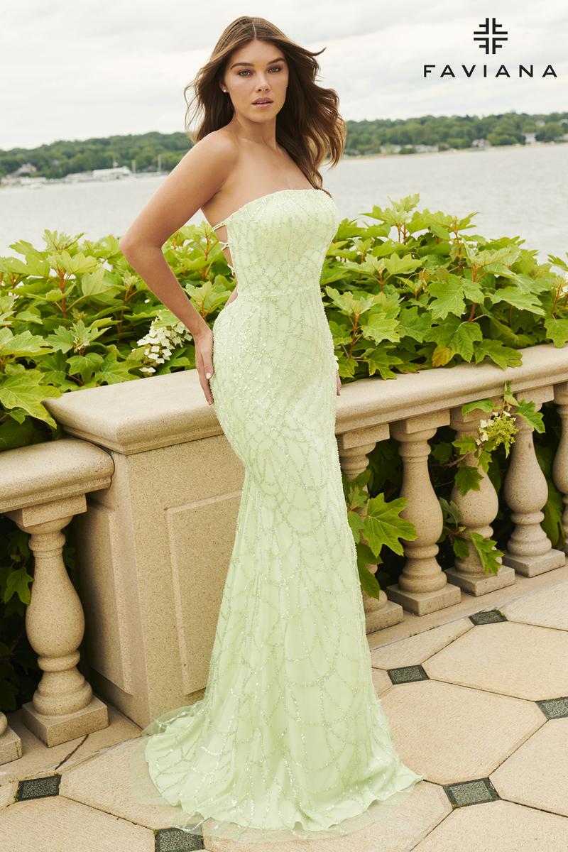 Faviana Strapless Beaded Prom Dress 11085 - Image 7