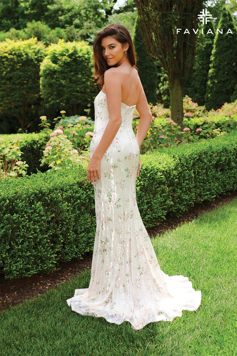 Faviana Strapless Floral Long Prom Dress 11222 - Image 2