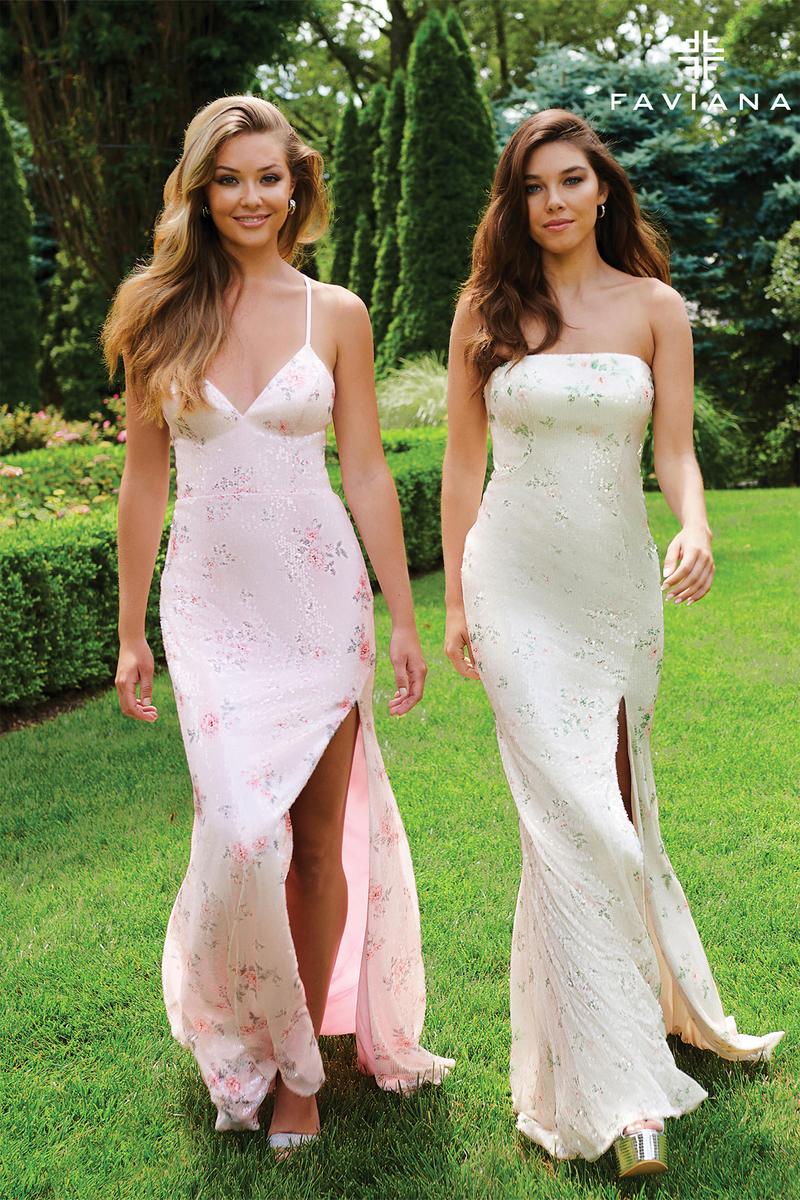 Faviana Strapless Floral Long Prom Dress 11222 - Image 8