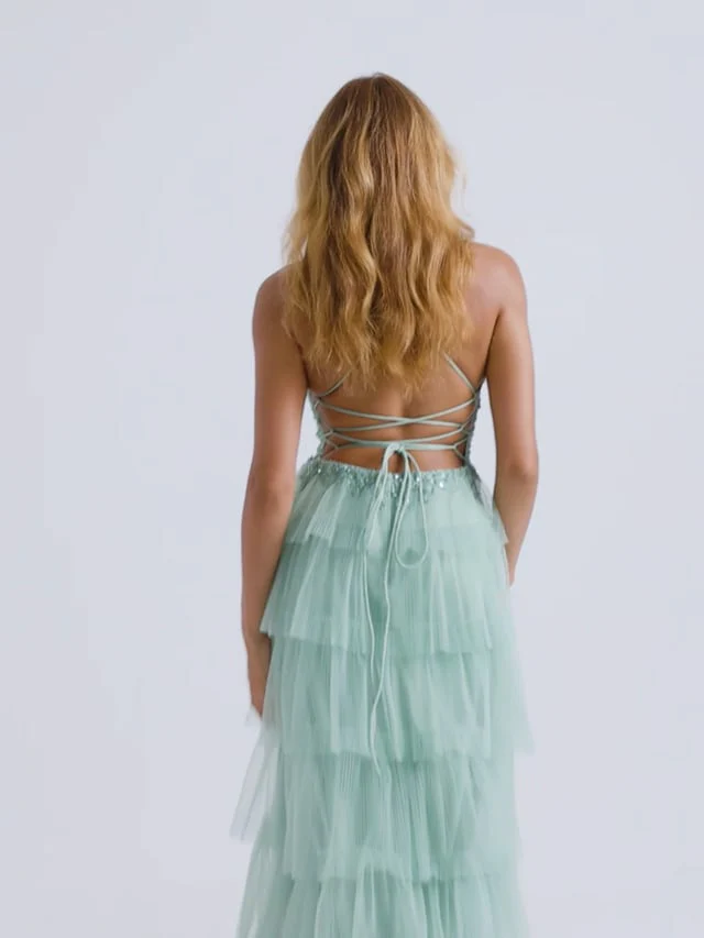 Faviana Open Back Tulle Ruffle Prom Dress 11231 - Image 7