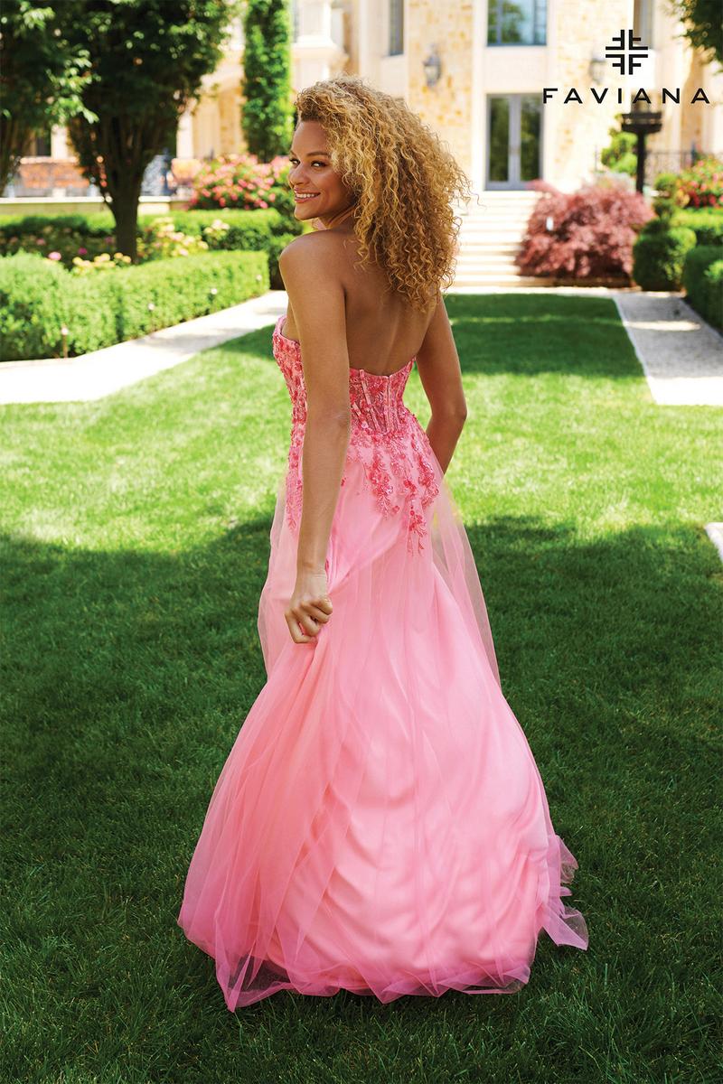 Faviana A-Line Floral Corset Prom Dress 11233 - Image 2