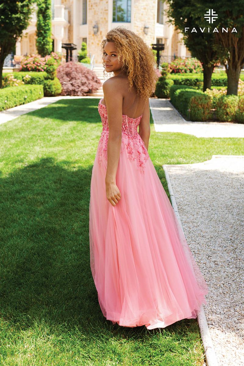 Faviana A-Line Floral Corset Prom Dress 11233 - Image 3