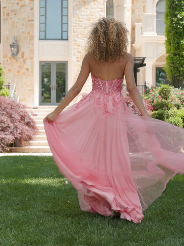 Faviana A-Line Floral Corset Prom Dress 11233 - Image 5
