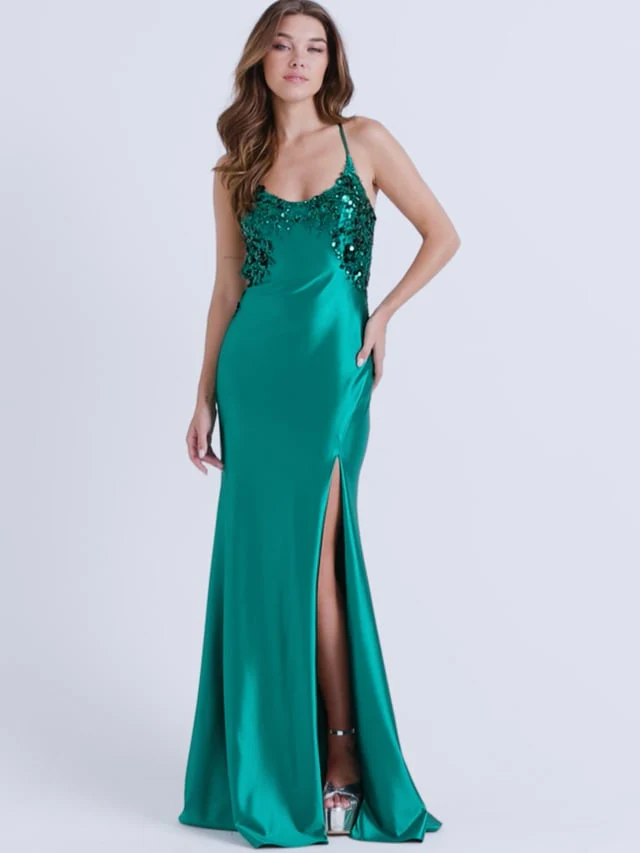 Faviana Tight Satin Open Back Prom Dress 11247 - Image 4