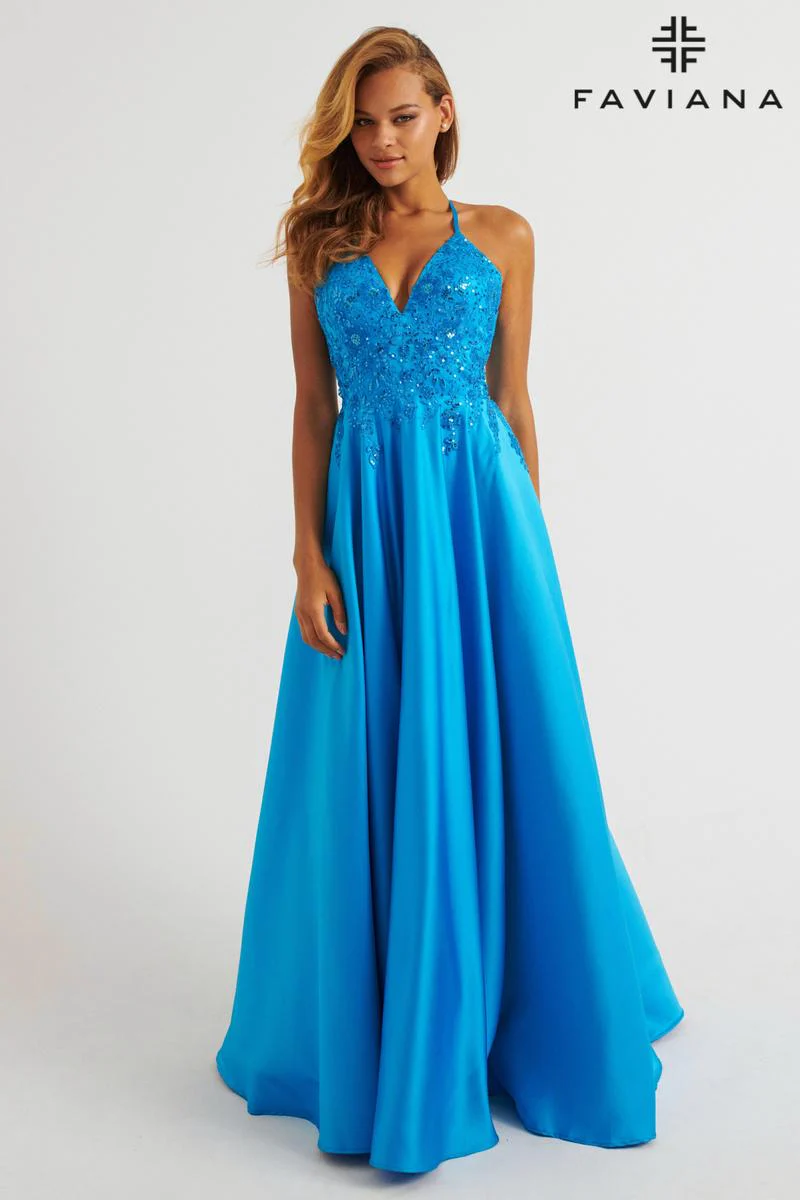 Faviana A-Line Satin Lace Prom Dress 11260 - Image 3