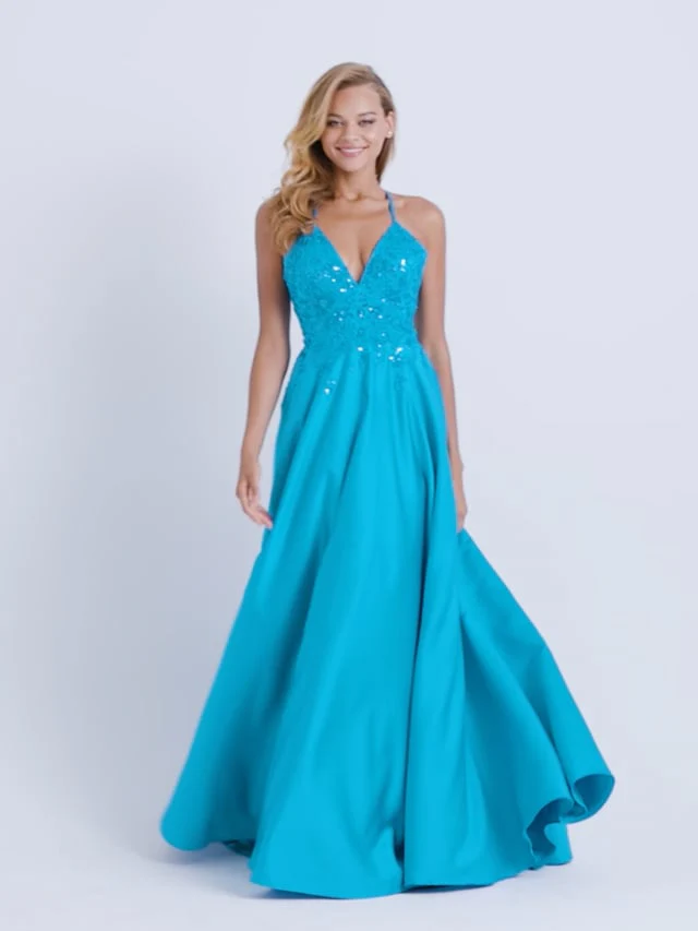 Faviana A-Line Satin Lace Prom Dress 11260 - Image 4