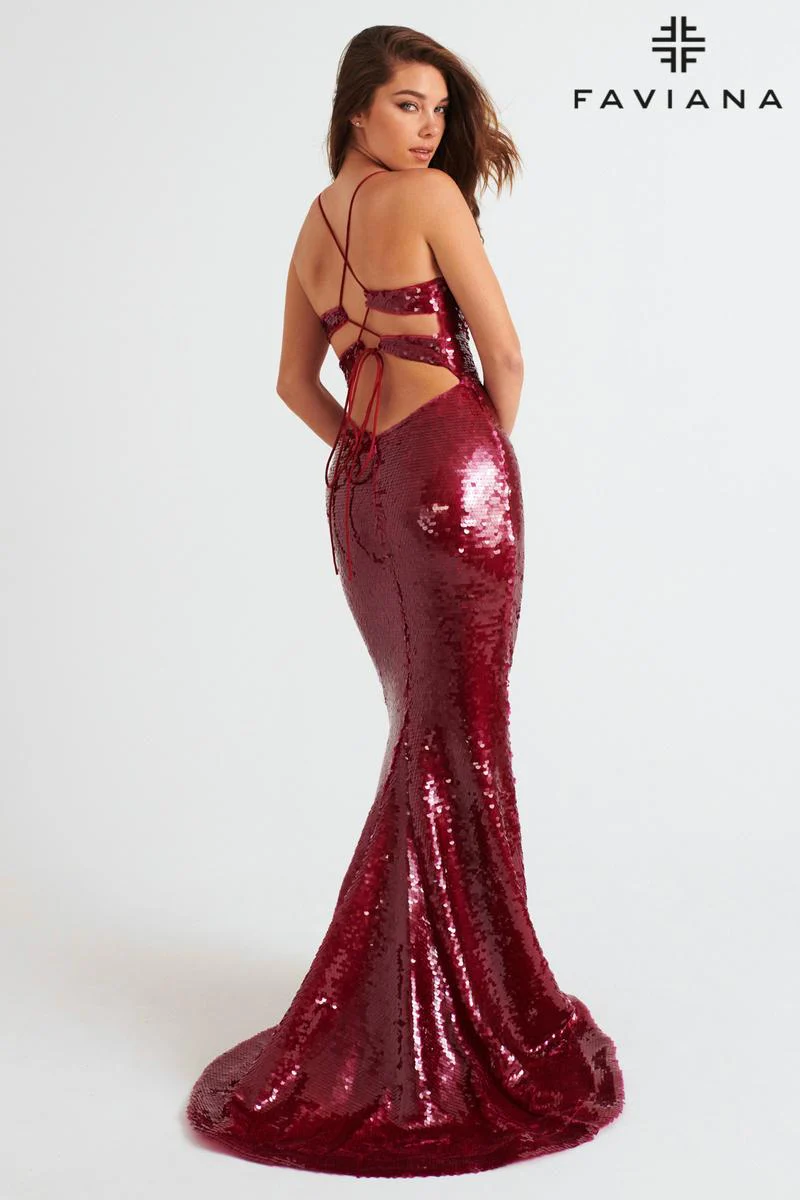 Faviana Glam Sequin Open Back Prom Dress 11261 - Image 2