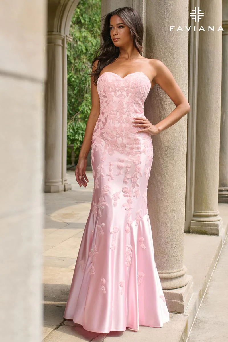 Faviana Strapless Satin Mermaid Prom Dress 11271 - Image 14